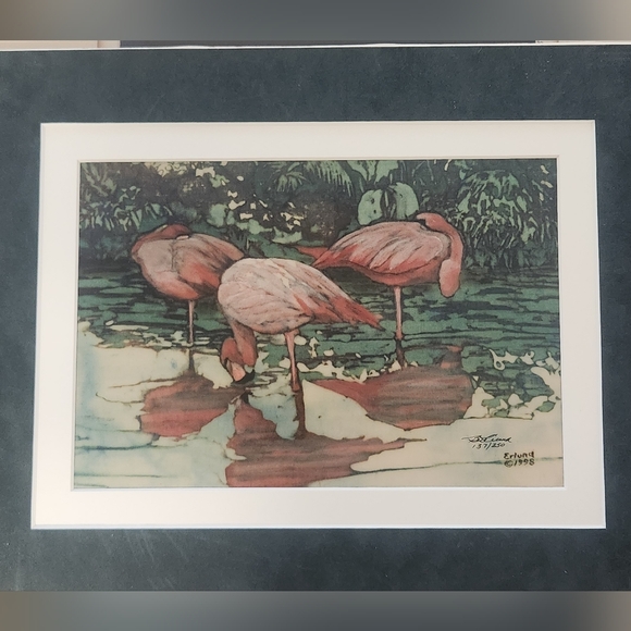 Beth Erlund signed and numbered Flamingo Batik print - Picture 2 of 5